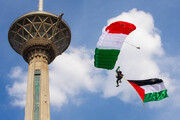 عکس| پرچم فلسطین بر فراز شهر تهران