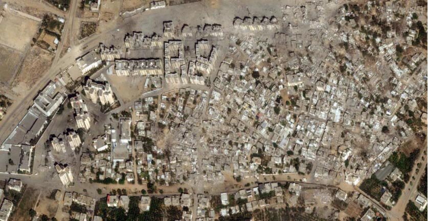 غزه از فضا؛ تصویر ویرانی محله ها