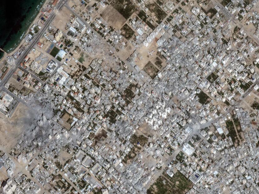 غزه از فضا؛ تصویر ویرانی محله ها