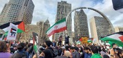 تصاویر | تجمع حامیان فلسطین در شیکاگو آمریکا و برافراشتن پرچم ایران