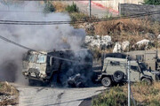 تصاویر خودروی نظامی اسرائیل در تله انفجاری مقاومت در جنین