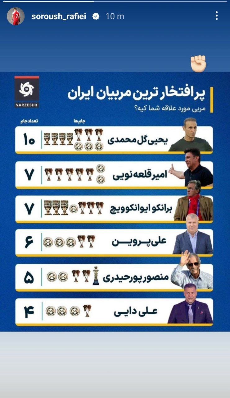 کنایه تصویری ستاره پرسپولیس علیه جواد نکونام | حمایت خاص از گل محمدی