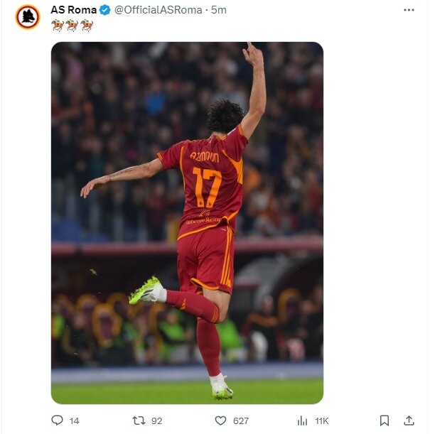 عکس| واکنش باشگاه رم به گلزنی سردار با ایموجی یک حیوان!