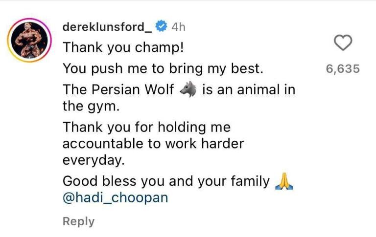 پیام درک لانسفورد برای هادی چوپان