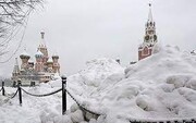 تصاویر مسدود شدن خیابان‌های روسیه به دلیل بارش سنگین برف