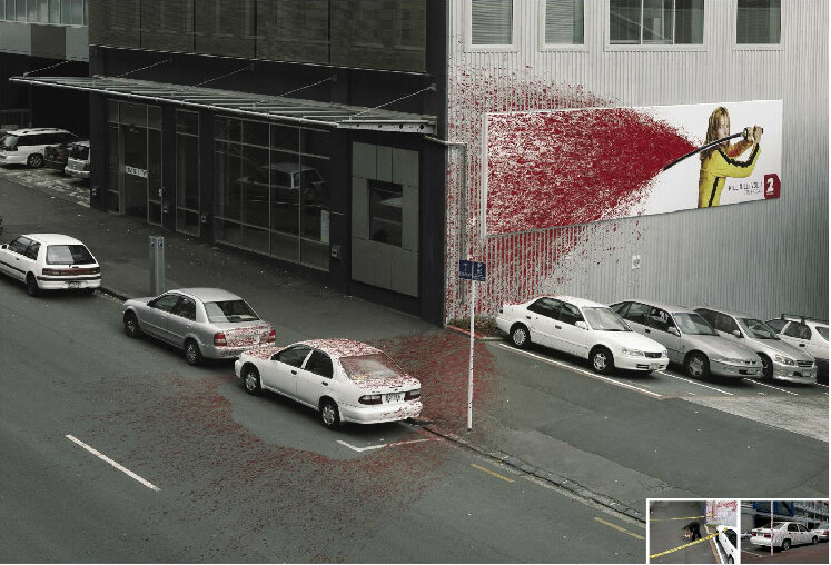 تصاویری جذاب از تبلیغات محیطی خارقالعاده فیلمها | ایدههای ساده اما جالب فیلمهایی مثل «بیل را بکش»، «بتمن میآغازد» و...