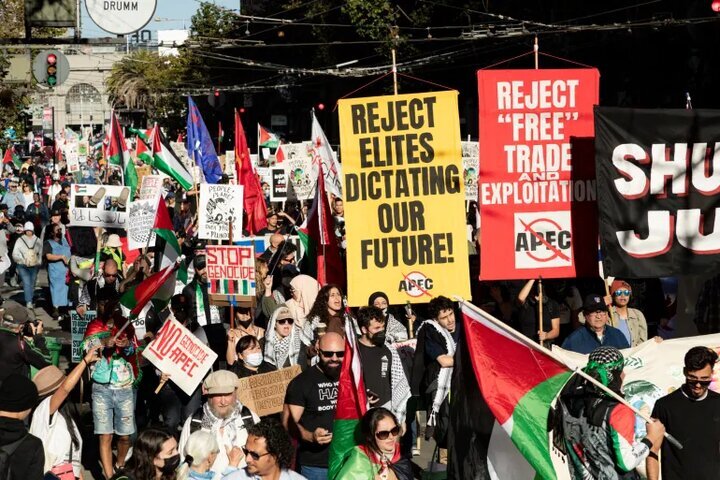 تجمع اعتراضی آمریکایی‌ها برای آتش‌بس در غزه