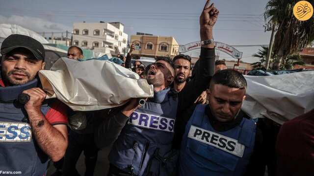 تشییع پیکر دو خبرنگار در غزه