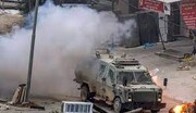 تصاویر لحظه هدف قرار دادن یک خودروی زرهی ارتش رژیم صهیونیستی در جنین
