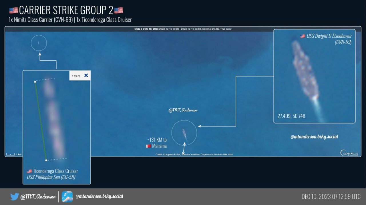 عکس | پرسه زنی ناو آیزنهاور در ۵۰ کیلومتری آب های ایران