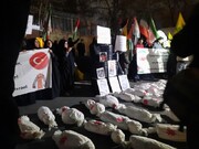 تجمع دانشجویان مشهدی مقابل کنسولگری ترکیه | شعارها: آهای ترک باغیرت حمایت حمایت | بشکه‌های نفت شما شریک خون بچه‌ها +عکس