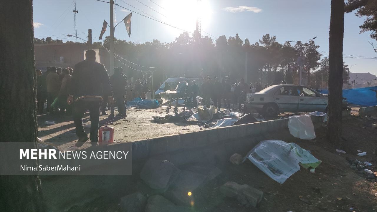 تصویری جدید از محل انفجار در گلزار شهدای کرمان