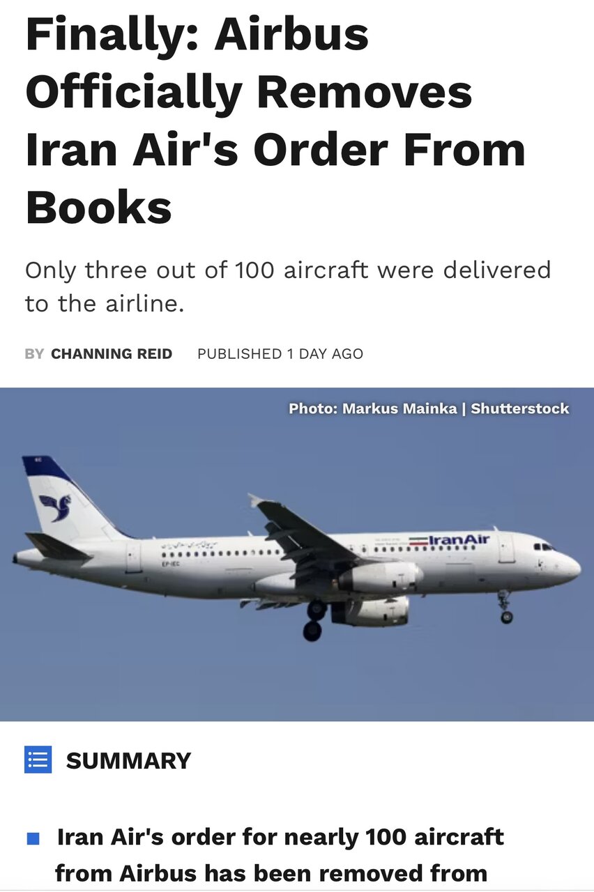 ایرباس سفارش ایران ایر را لغو کرد؟ | ادعای مشهورترین وبگاه هوانوردی جهان در مورد بد عهدی ایرباس!
