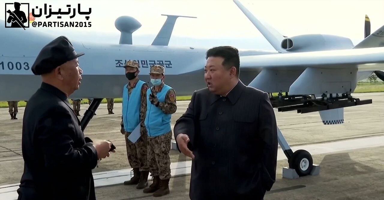 عکس | کپی برداری کره شمالی از پهپادهای آمریکایی | کیم جونگ اون در بازدید از پهپادهای جدید کره شمالی