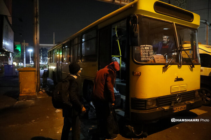 تصاویر| یک شب با اتوبوس خواب های پایتخت