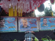 تصاویری از مراسم بدرقه پیکر ۳ شهید اقدام تروریستی در دمشق  | ببینید