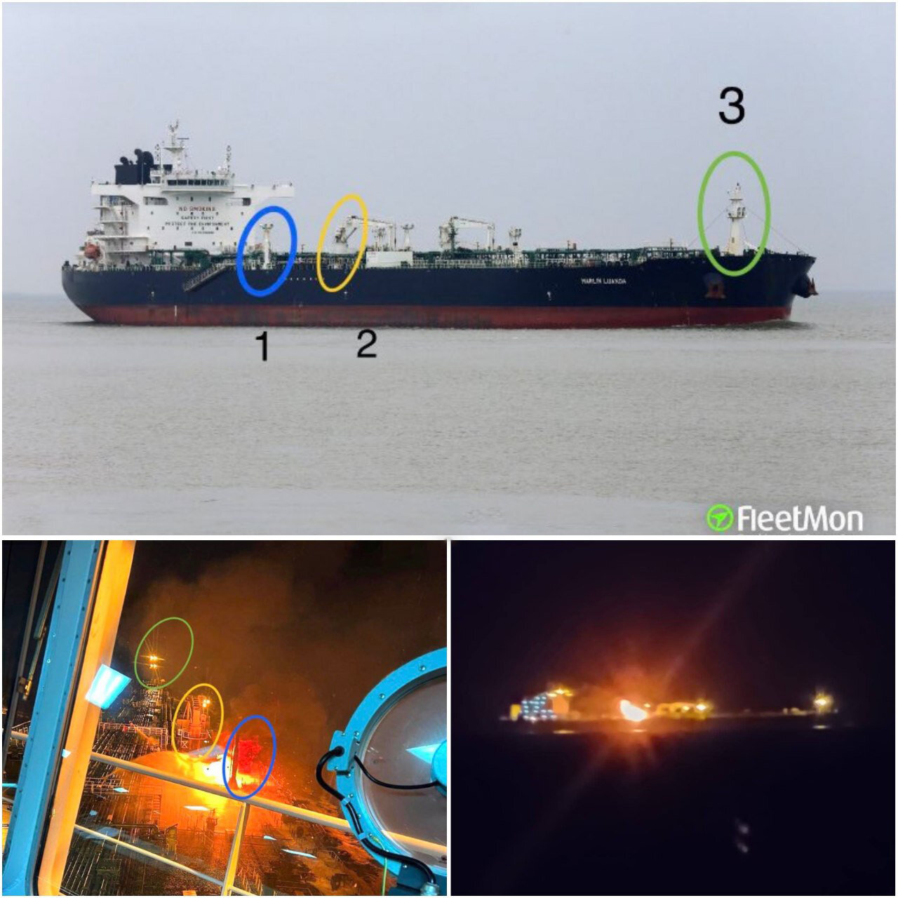 کشتی انگلیسی در حال سوختن