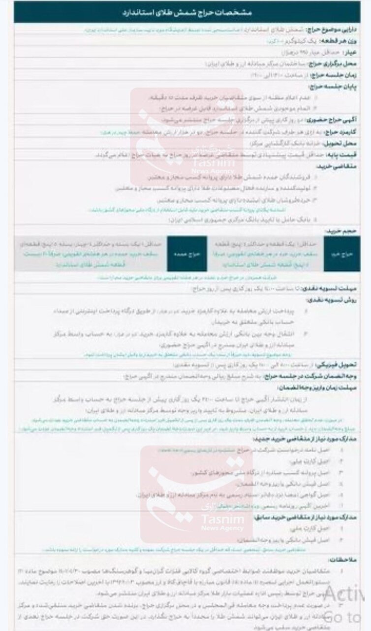 شرایط جدید خرید خرد و عمده شمش طلا | حداقل و حداکثر حجم خرید و محل تحویل مشخص شد