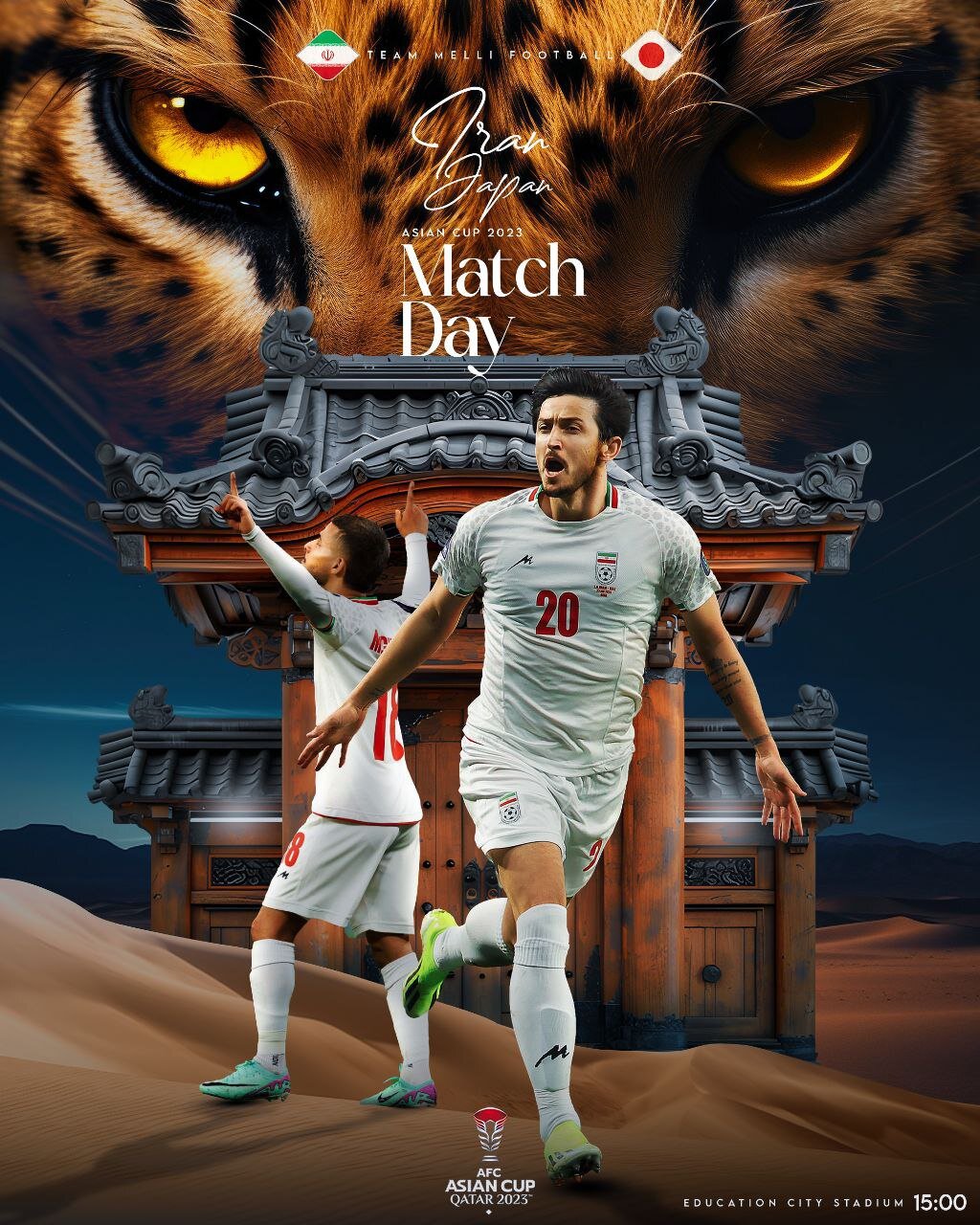 رونمایی از پوستر ویژه فدراسیون فوتبال برای بازی ایران مقابل ژاپن | عکس