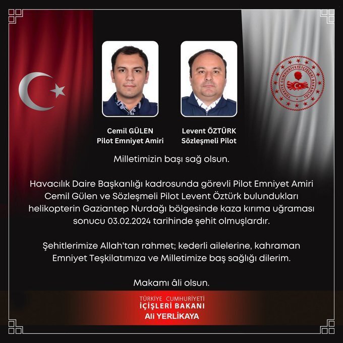 محل سقوط بالگرد پلیس در ترکیه + فیلم ؛ ۲ خلبان کشته شدند | ببینید