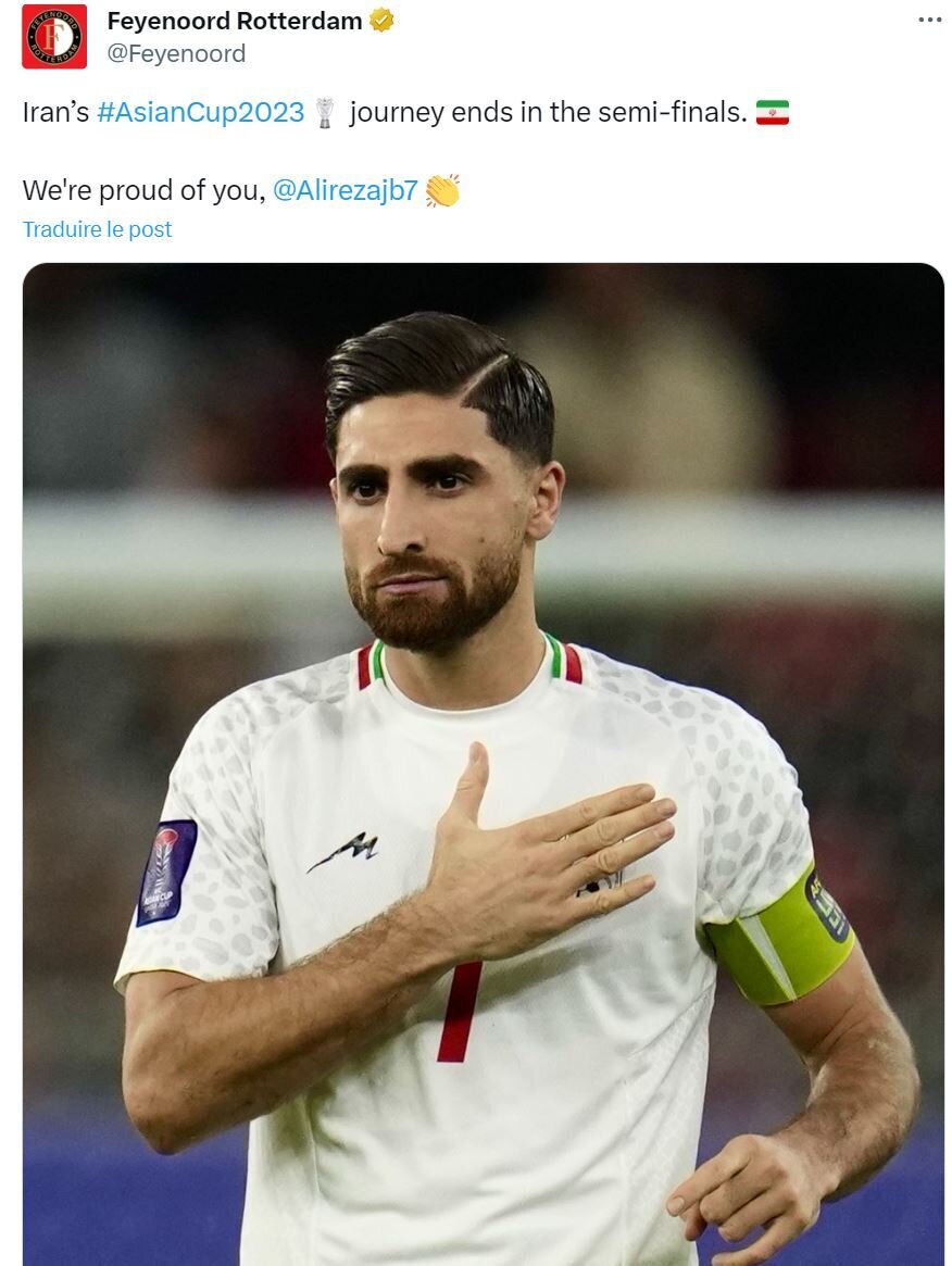 پیام فاینورد برای علیرضا جهانبخش پس از حذف تیم ملی ایران برابر قطر + عکس