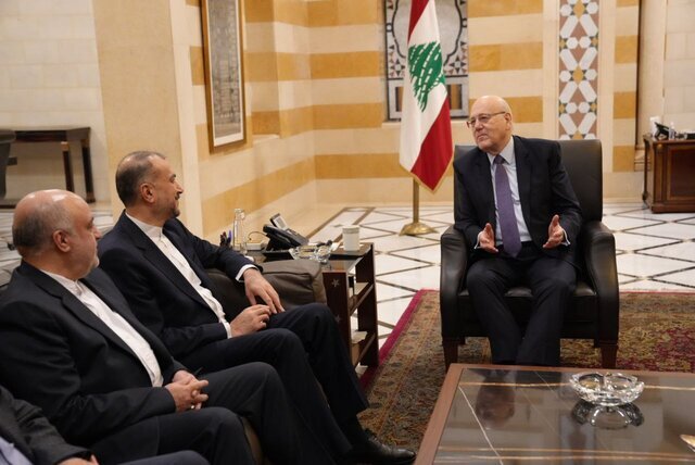  رایزنی امیرعبداللهیان با نخست وزیر  دولت پیشبرد امور لبنان