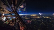 تصاویر پرواز در شب از دریچه کابین خلبان + فیلم
