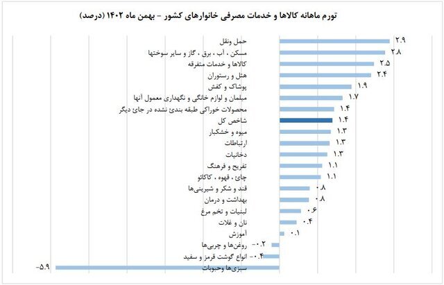 نرخ تورم بهمن ماه اعلام شد | تورم کدام بخش کاهشی شد
