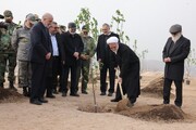 رییس قوه قضاییه در کمربند سبز تهران درخت کاشت