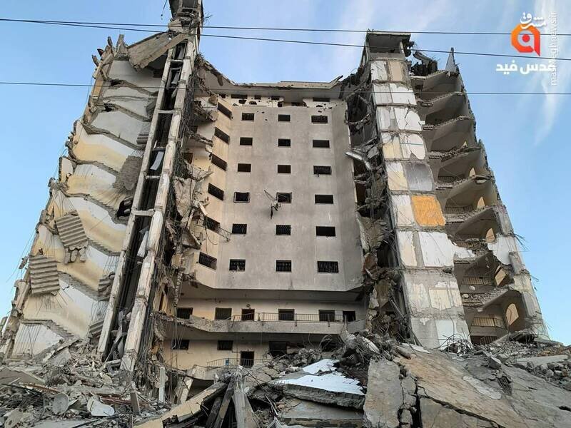 برج مسکونی المصری در شهر رفح بعد از بمباران | تصاویر