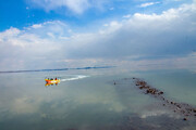 اولین تصاویر از لحظه ورود رودخانه‌ها به دریاچه ارومیه | حجم آب ورودی را ببینید | ویدئو