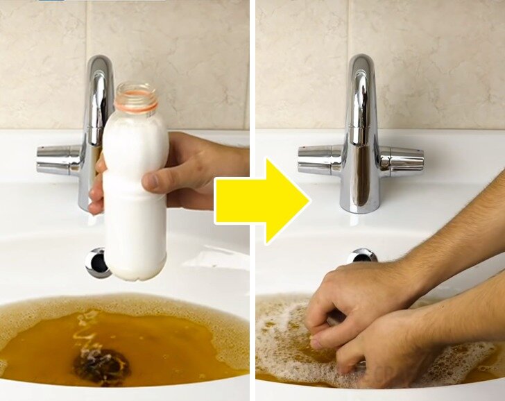 ترفند باز کردن سینک ظرفشویی با جوش شیرین و سرکه