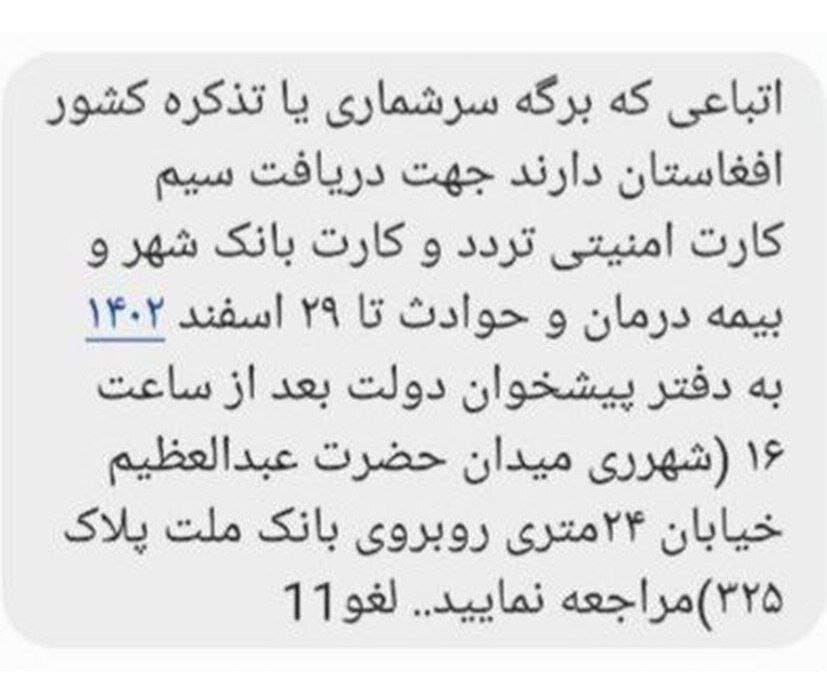 اتباع خارجی در ایران بخوانند؛ اطلاعیه‌ سازمان ملی مهاجرت درباره اعطای سیم‌کارت و کارت بانکی