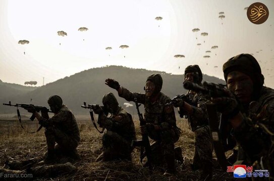 رهبر کره شمالی و دخترش در تمرینات نظامی ارتش