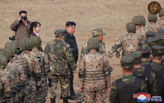 رهبر کره شمالی و دخترش در تمرینات نظامی ارتش