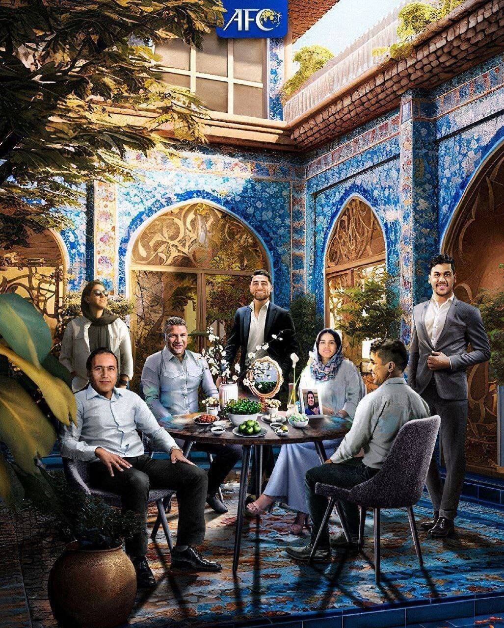 عکس | پوستر کنفدراسیون فوتبال آسیا به مناسبت نوروز | انتشار تصویر ۶ قهرمان مشهور ورزشی ایران در یک قاب