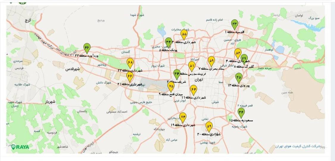 وضعیت آلودگی هوا در دهمین روز فروردین ۱۴۰۳