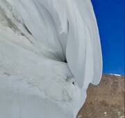 تصاویر ارتفاع ۱۲ متری برف در این نقطه از ایران + فیلم