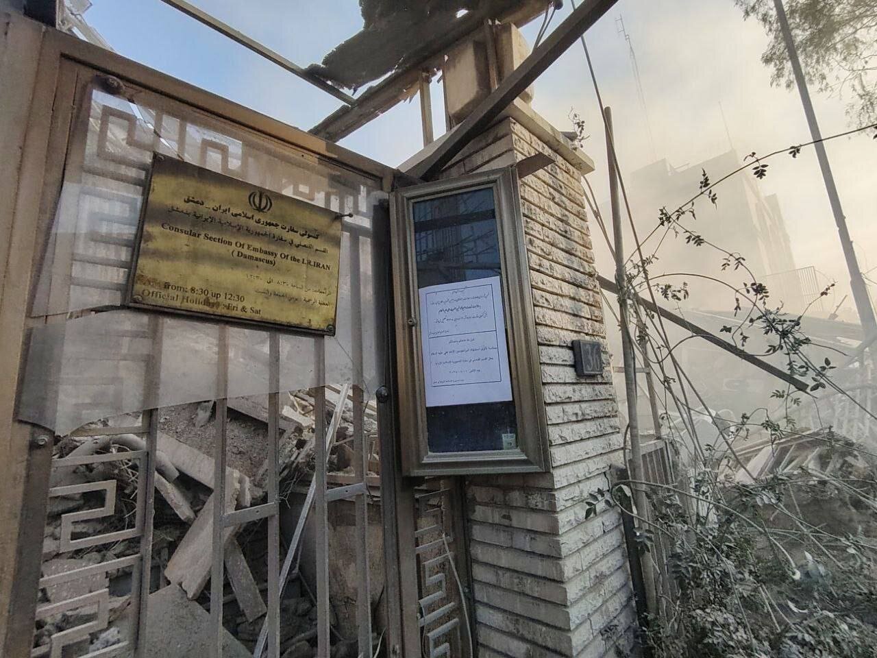 تصاویر ساختمان کنسولگری ایران قبل و بعد از حمله رژیم اسرائیل