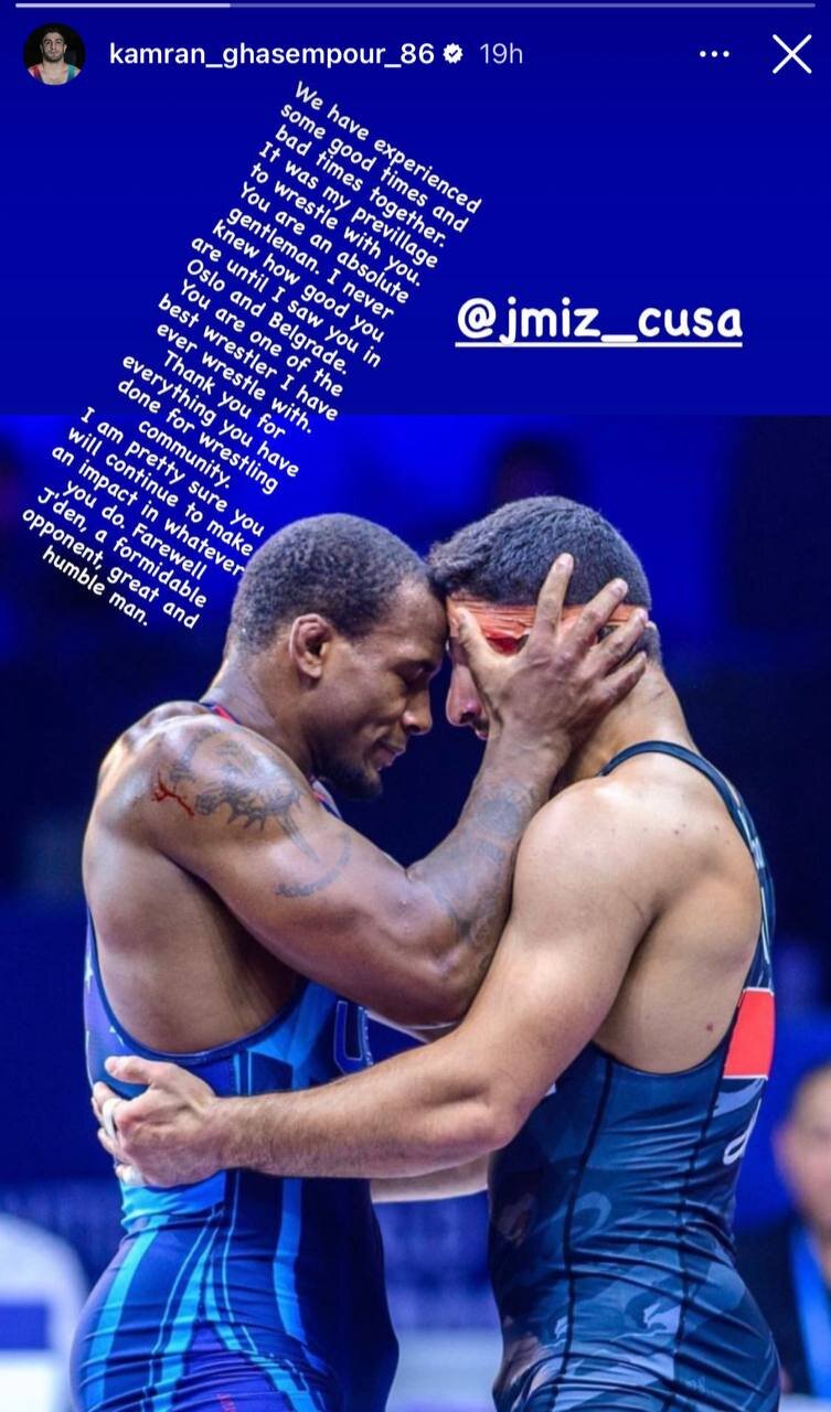 متن احساسی ستاره کشتی ایران برای رقیب نامدار آمریکایی؛ یک مرد واقعی هستی + عکس