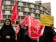 تصاویر تجمع زنان محجبه تهرانی در حمایت از عفاف و حجاب | بنرها و پیام های خاص معترضین به بی حجابی را ببینید