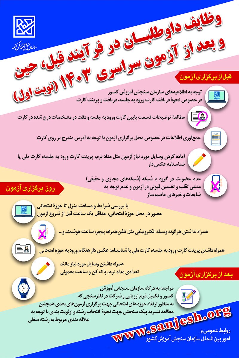 نحوه پرینت و رفع نقص کارت کنکور ۱۴۰۳ | داوطلبان این توصیههای مهم را جدی بگیرند