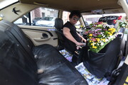 یک تاکسی پر از گلهای تازه | خلاقیت راننده تاکسی برای نشاط مسافران