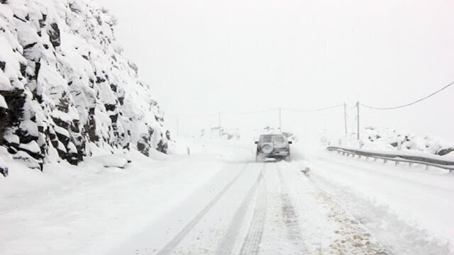 تصاویر بارش برف بهاری در جاده شاهرود - توسکستان | میزبان بارش نسبتاً سنگین برف بود + ویدئو