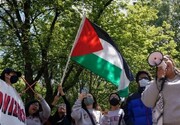 چفیه فلسطینی بر گردن جرج واشنگتن! | تصاویر