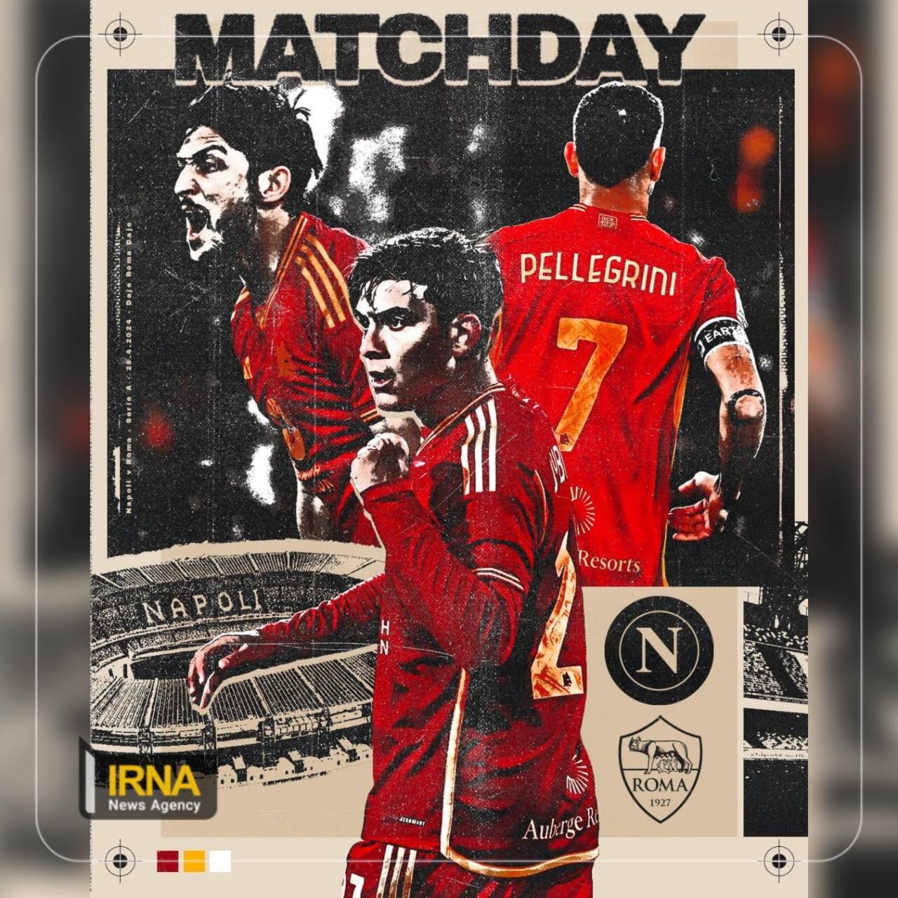 پوستر زیبای باشگاه رم با تصویر سردار آزمون در کنار دیبالا