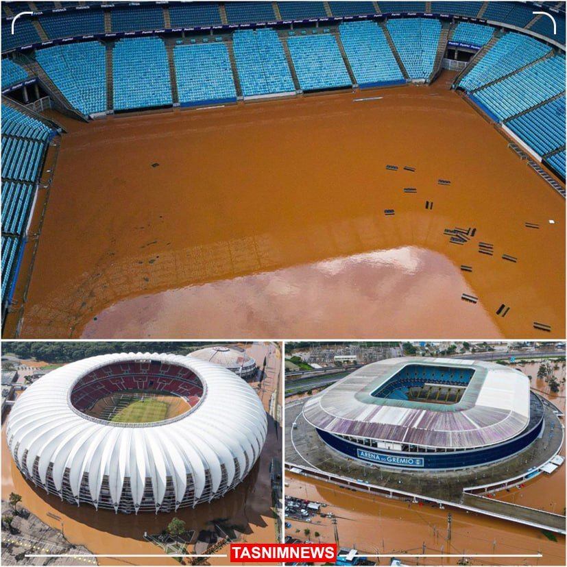 سیل استادیوم‌های مشهور برزیل را غرق کرد | عکس