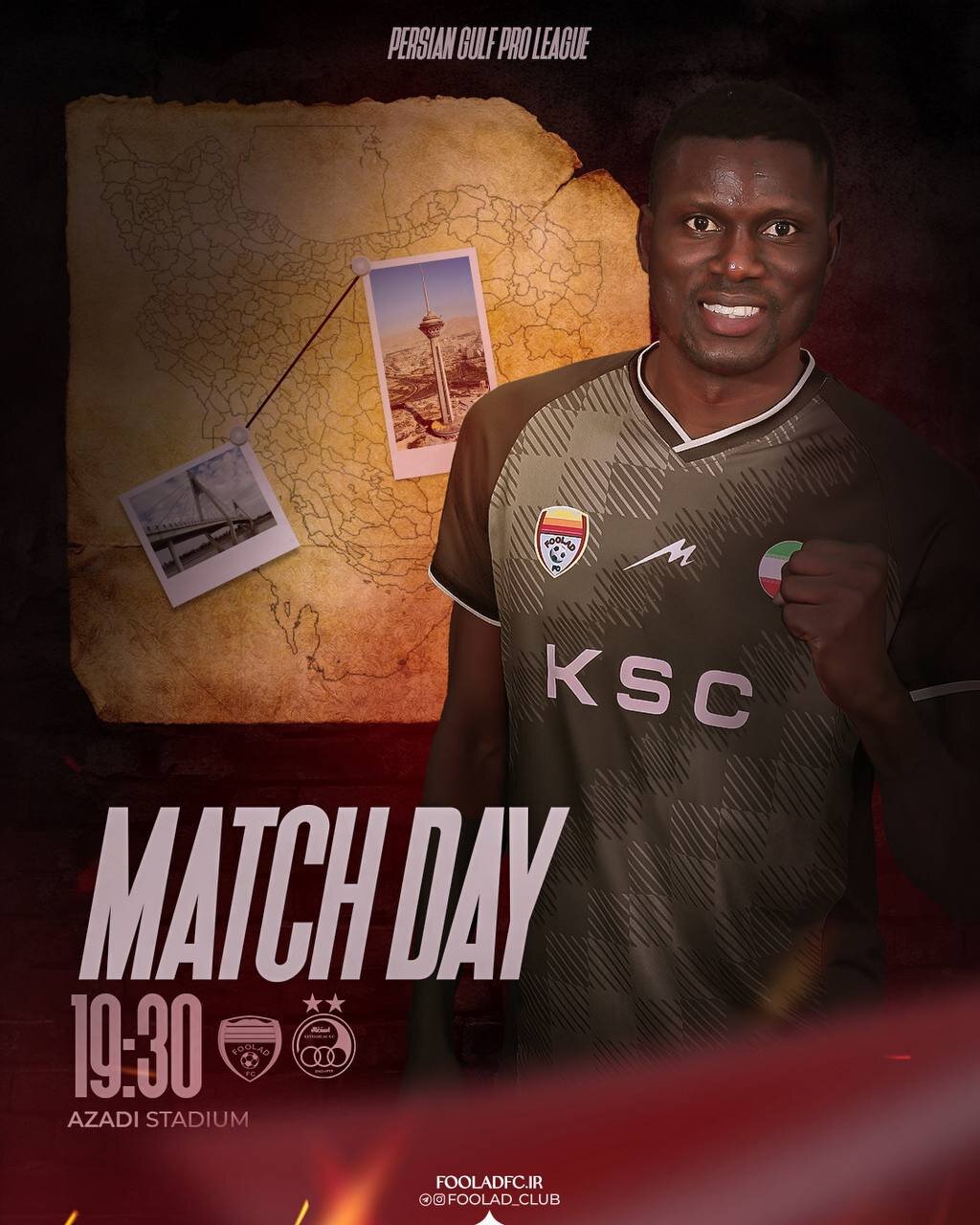 پوستر شیطنتآمیز فولاد خوزستان | لباس مشکی بر تن بازیکنی که علیه نکونام بود