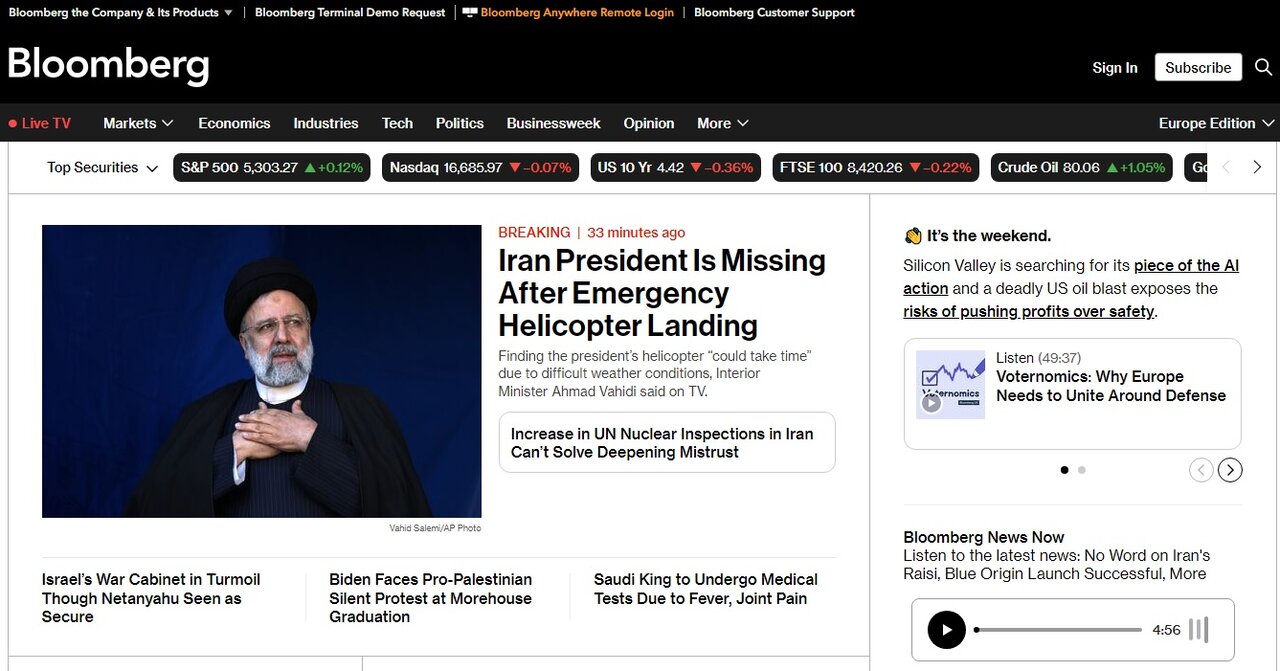 سرخط خبری رسانه های جهان: در جست و جوی رئیس جمهور ایران