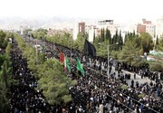 تصاویر هوایی از خیل عظیم جمعیت در مراسم تشییع رئیس‌جمهور در مشهد  +ویدیو